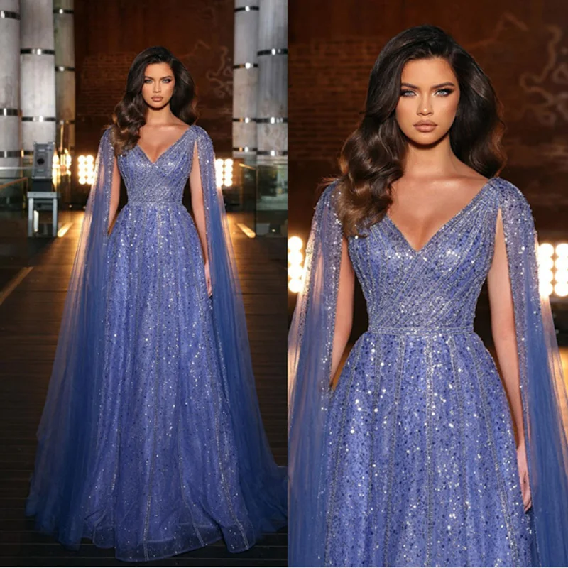 

Сверкающее платье трапециевидной формы по индивидуальному заказу Вечерние платья с блестками и кружевом с v-образным вырезом без рукавов Платья для выпускного вечера знаменитостей размера плюс
