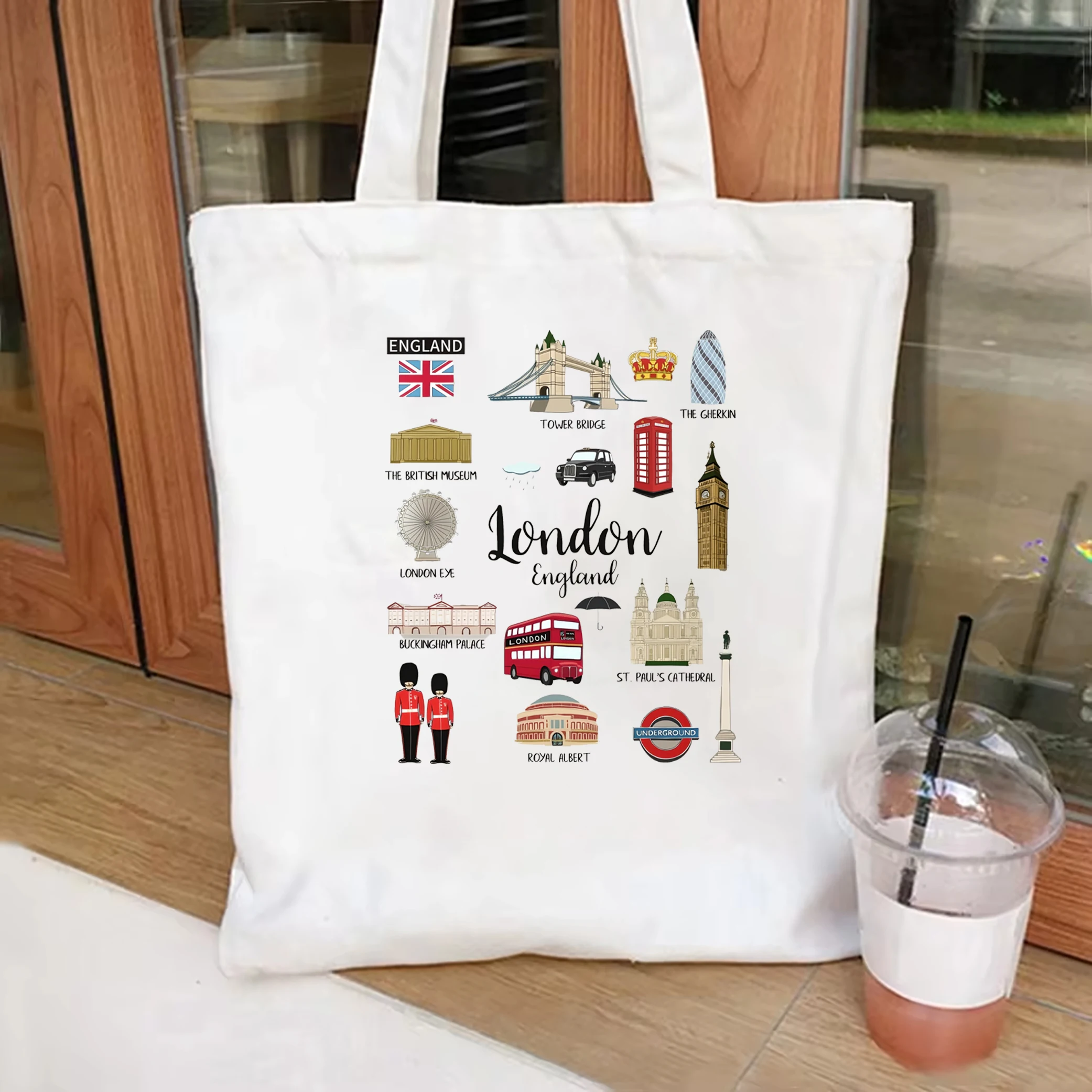 London Tote Bag London Travel Tote Bag borsa da donna Casual in tela tote bag London borsa cosmetica con cerniera London punti di riferimento Tote