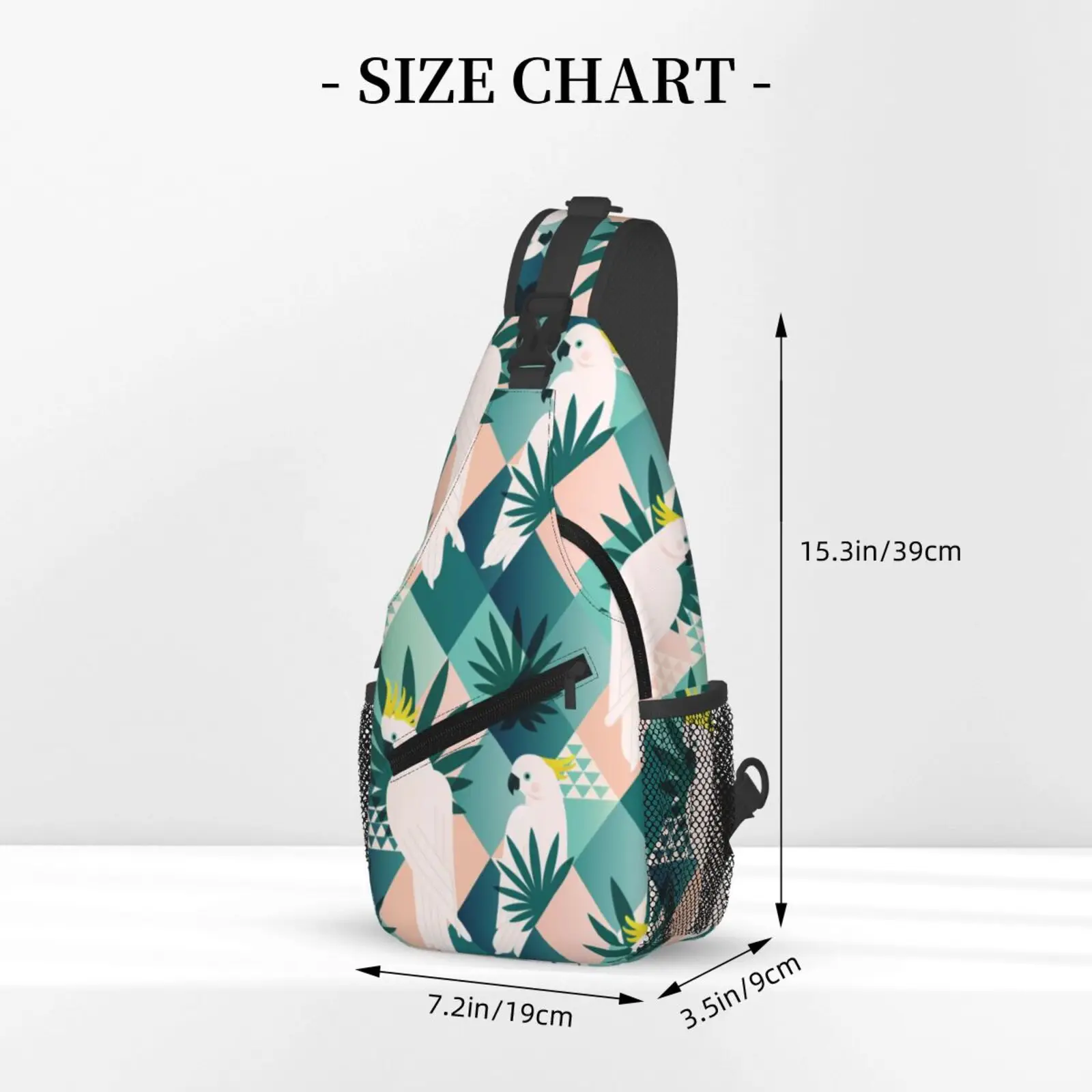 กระเป๋าสะพายข้างสำหรับผู้ชาย, กระเป๋าคาดเอวสีขาวลายนกค็อกคาตูสุดเก๋, กระเป๋าสะพายไหล่, กระเป๋าออกกำลังกายขนาดเล็ก, กระเป๋าสะพายข้างกันขโมย