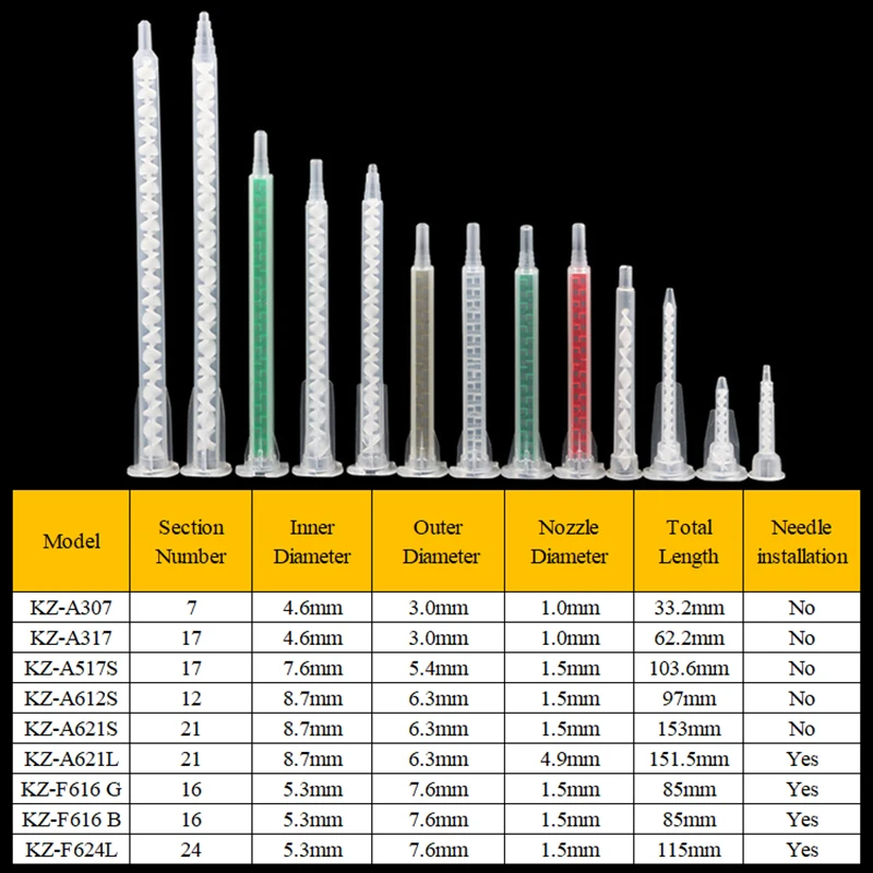 MA Serise Mixing Nozzle ,Bayonet Mixing Tube  AB Glue Epoxy Resin Adhesive Static Mixer Suitable for Two Component AB Cartridge