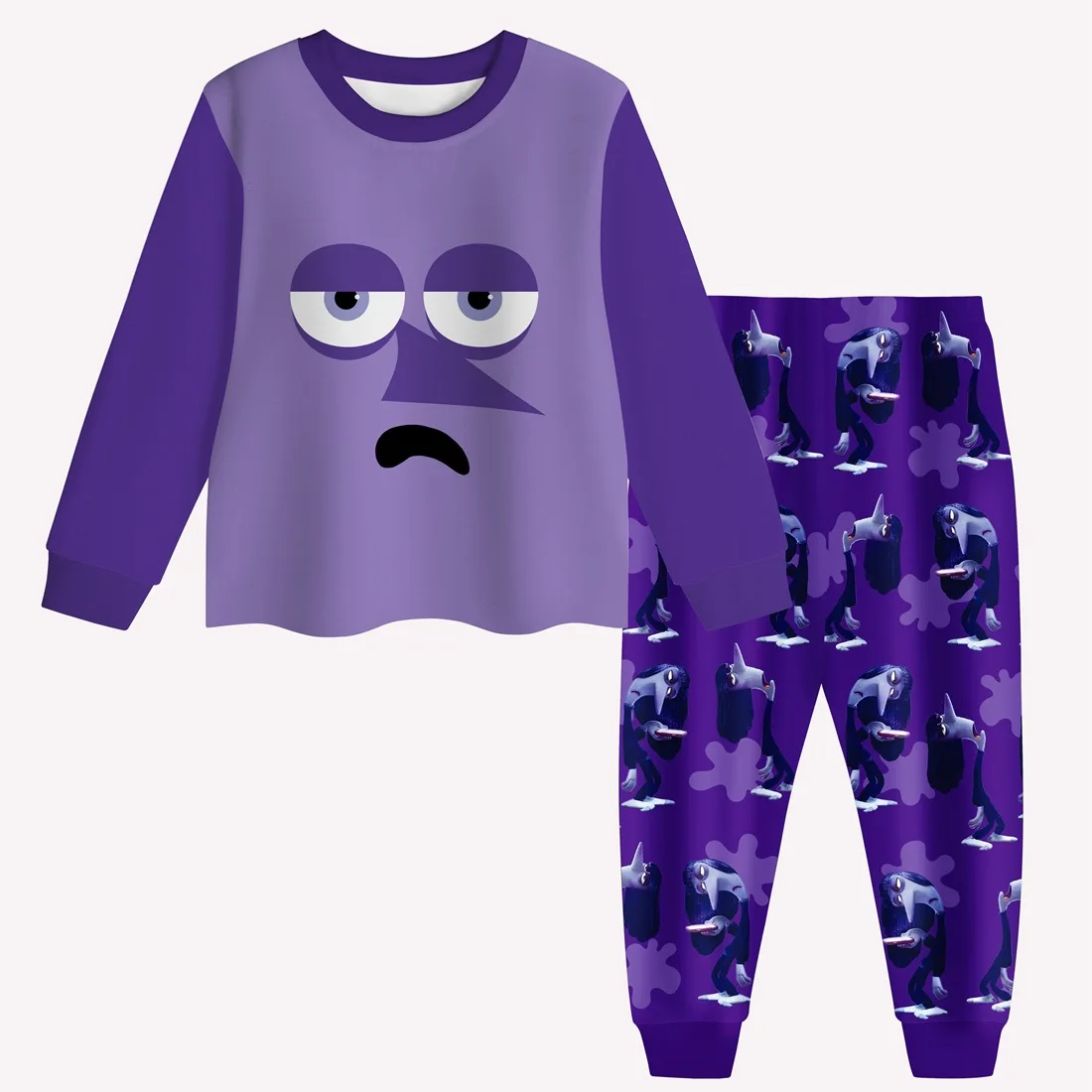 2024 New Fall Inside Out  Children Cute Style Girls Long Sleeve Pants Two-piece Set Emotion Clothing Birthday Gift for Kids