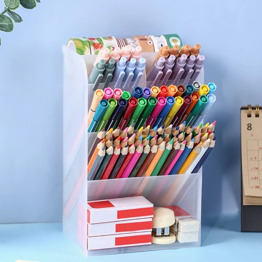 Hoge kwaliteit 9-compartimenten potlooddisplayhouder Verticale schuine invoegtype Penhouder Briefpapierhouder Bureau