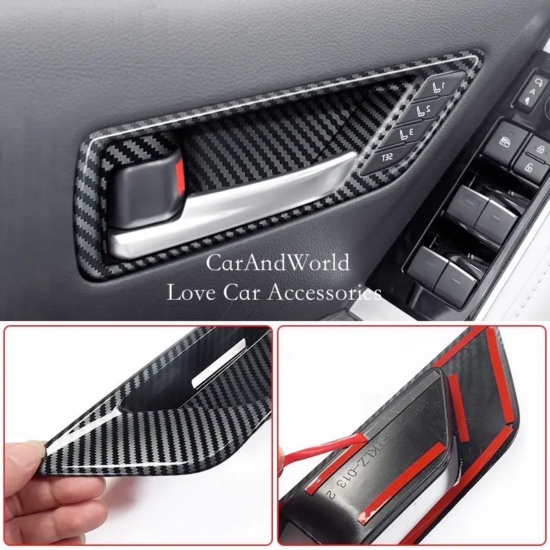 

Interior Door Bowl Handle Cover Trims Carbon Fiber Car Inner Accessories For Toyota Land Cruiser LC300 2022-2025