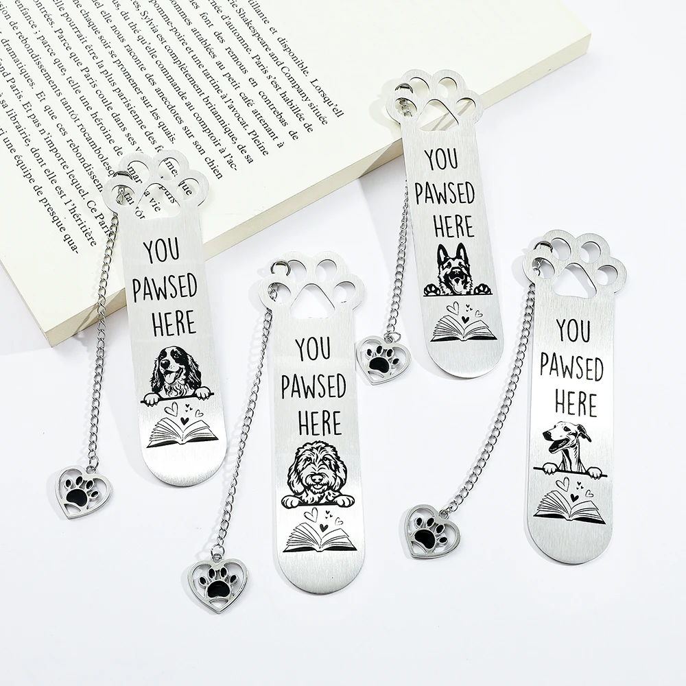 Cute dog stainless steel bookmark -cartoon with pendant bookmark,suitable for dog lovers reading collectionsmall gift