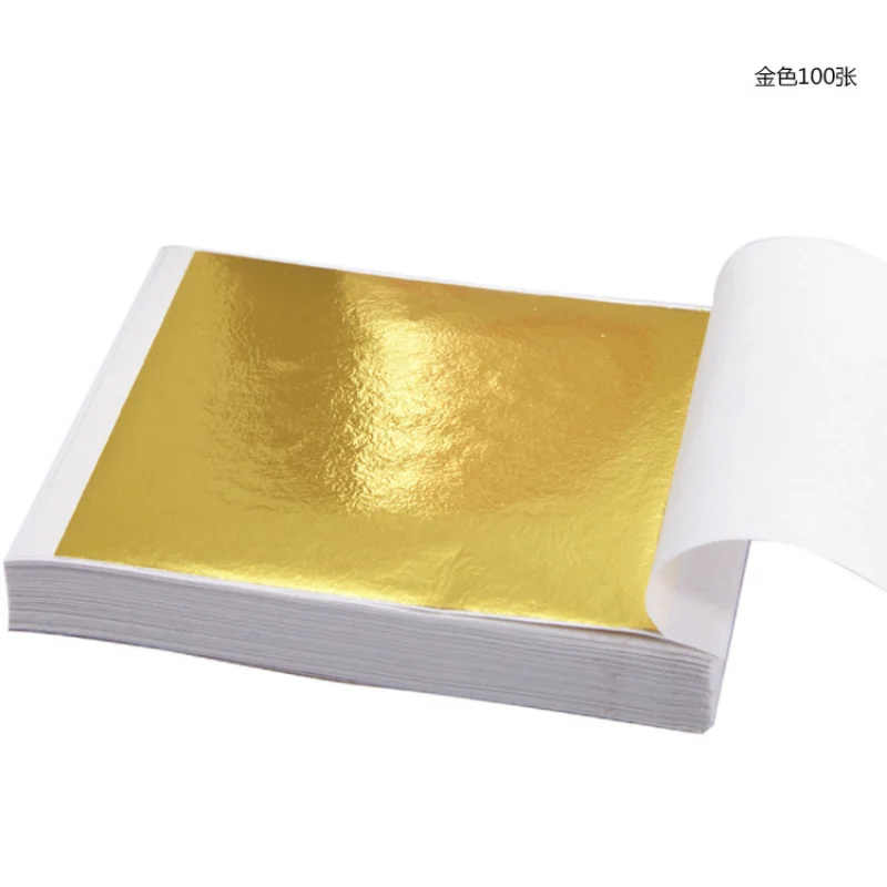 Imitation Gold and Silver Foil Leaf, Gold-Plated, DIY Craft Paper, Birthday Party, Resin Decoration, 100Sheets