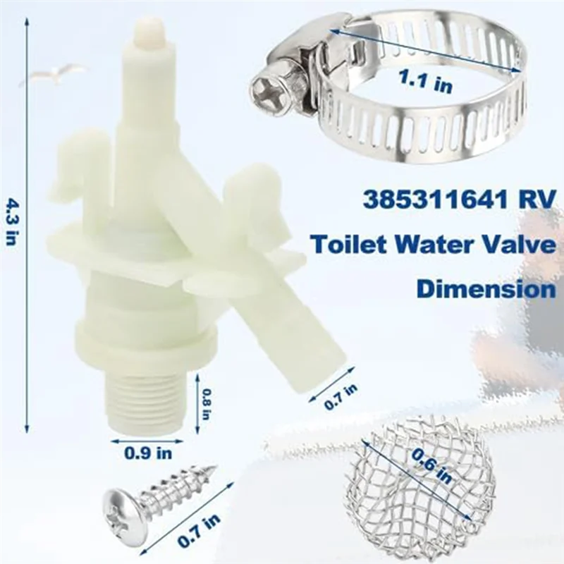 طقم صمامات مياه المرحاض L38A-RV 385311641 - متوافق مع موديلات 300، 301، 310 متينة وسهلة الاستخدام