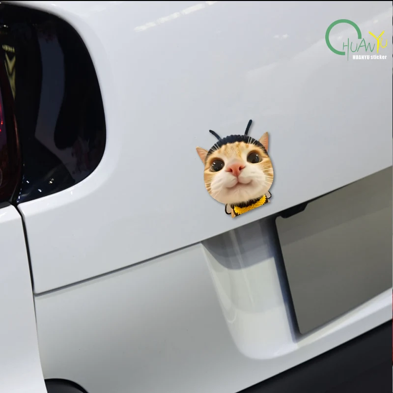 Cat Bee Car Sticker Cute Hakimi Adorable Animal Creative Design Car Body Triangular Window Decal