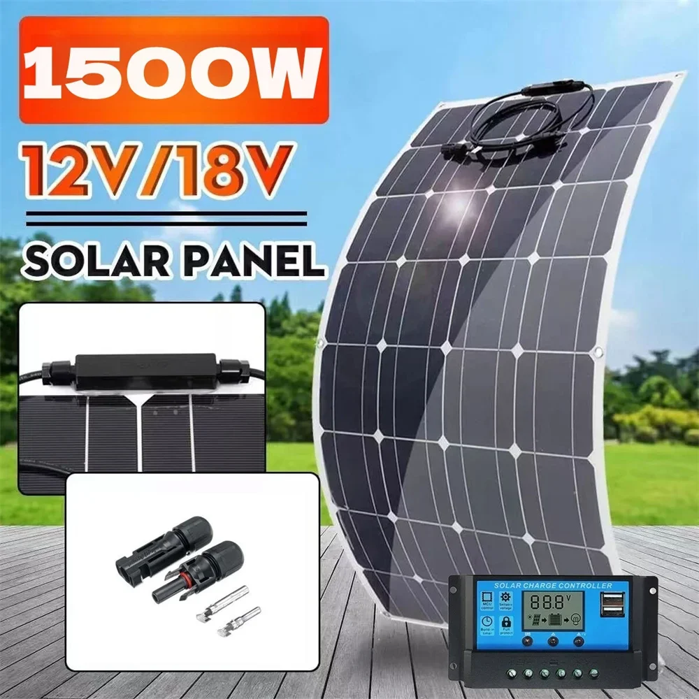 

Solar panel kit 3000W 1500W flexible solar panel 12V 24V high-efficiency battery charger household camping RV marine charging