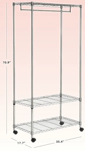 Safavieh Gordon 3-Tier Garment Rack with Shelves, Heavy Duty Clothing Rack