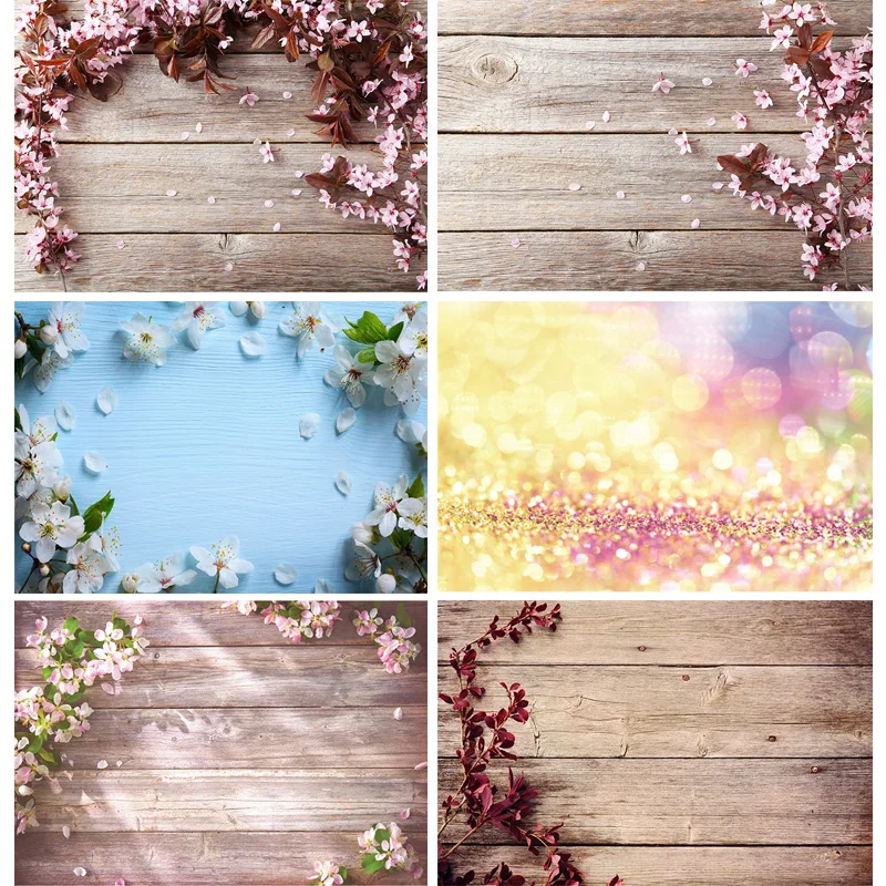 

SHENGYONGBAO Vinyl Custom Photography Backdrops Flower and wood Planks Theme Photography Background DST-1029