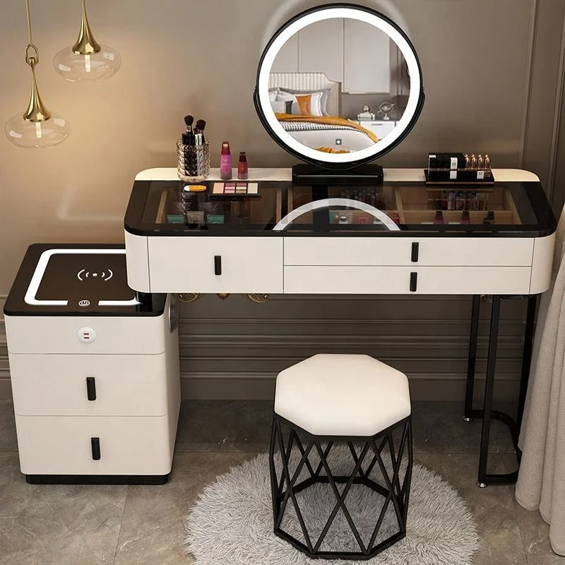 Dressing table with drawers mirror and stool makeup vanities set vanity desk for makeup