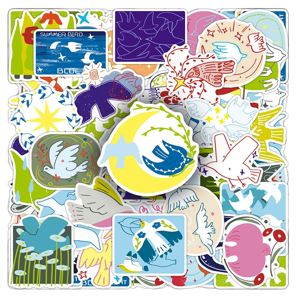 10/30/50pcs Cartoon Hand Drawn Bird Animal Stickers Cute Graffiti Decals for Scrapbook Laptop Helmet Funny Creative Sticker Pack