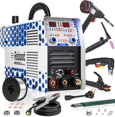 Reboot 130A 7-in-1 MIG Plasma Combo Welder, Gas MIG/Flux Core/Aluminum/Cut/Stick/Lift TIG, 120/240V Dual Voltage,Spool Gun Ready