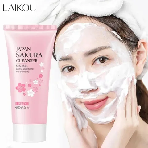 LAIKOU Sakura Facial Cleanser Foam Cleanser Foam Remover Remover Blackpoints Увлажняющий сужающий поры Глубоко очищающий Контроль жирности кожи Уход за кожей 50 г топ 12 средство для умывания лица для мужчин с жирной кожей - №6