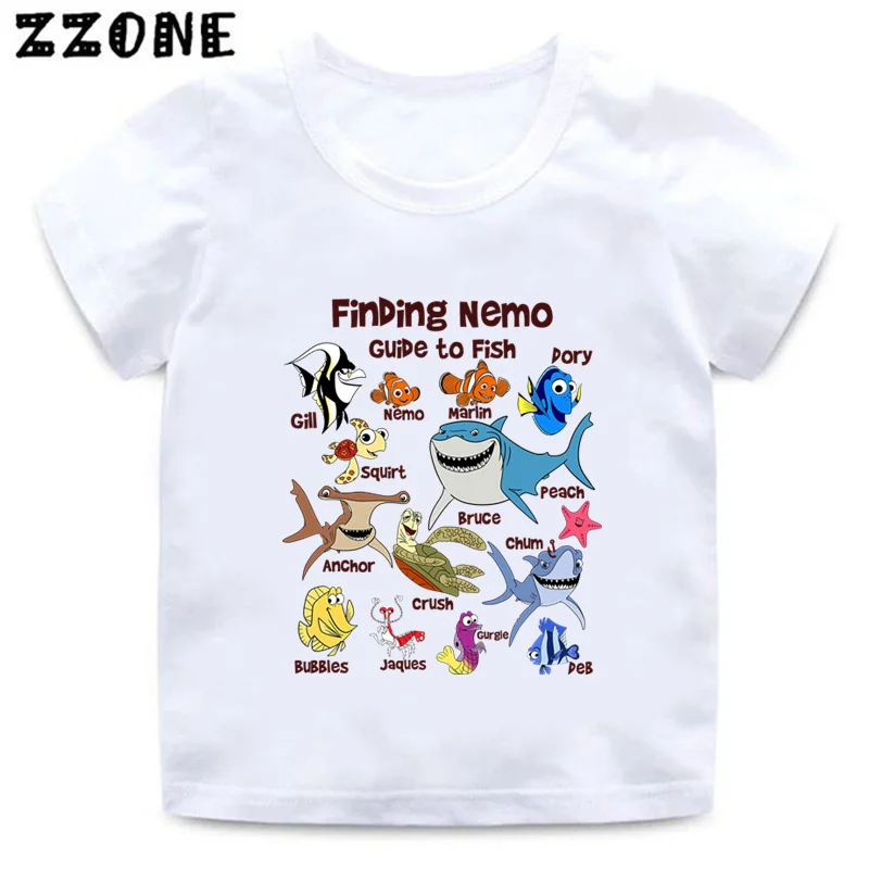 Finding Nemo Dory Cute Fish Print Cartoon Kids T-Shirts Girls Clothes Baby Boys Short Sleeve O-Neck T shirt Summer Children Tops