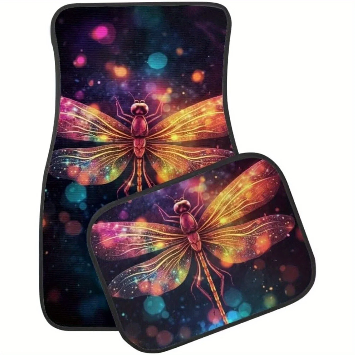 4pcs Dragonfly Print All-Weather Heavy Duty Car Floor Mats Set - Fit For Cars, SUVs, Trucks - Heavy Duty Protection, Non-Slip Gr
