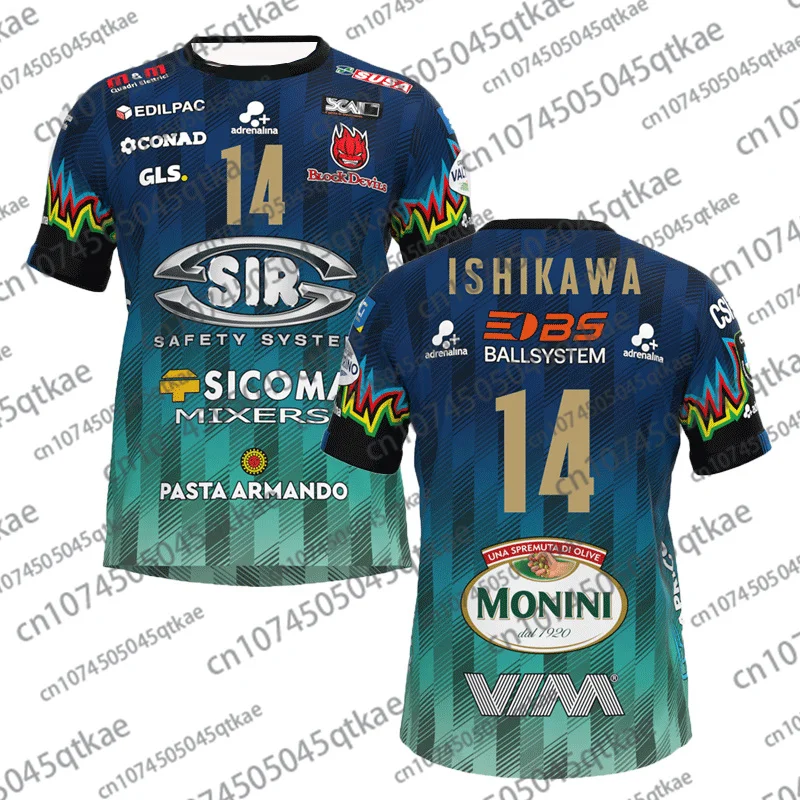 SIR SAFETY PERUGIA バレーボールシャツ 14 ISHIKAWA 2026 Men Women No.14 Volleyball Jersey Sir Safety Perugia Tshirt