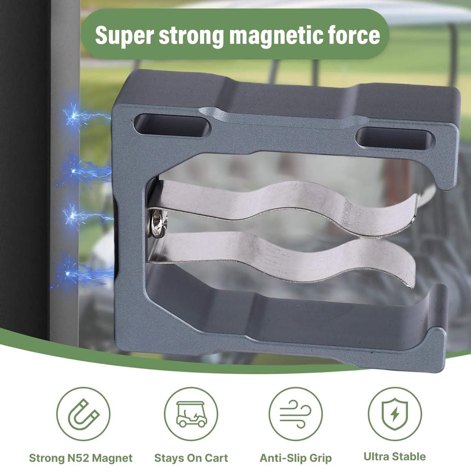 عربة حامل مغناطيسي المغناطيسي عربة جولف كليب 3 طرق التثبيت المضادة للانزلاق حامل متعدد الوظائف لكراسي الشاطئ قضبان الصيد