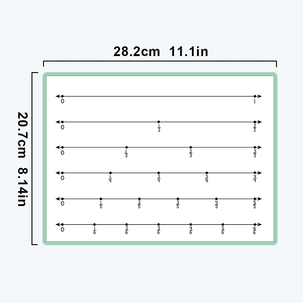 10Pcs Dry Erase Fraction Arithmetic Practice Charts for Students Fractions Number Lines Educational Math Posters Teaching Aids