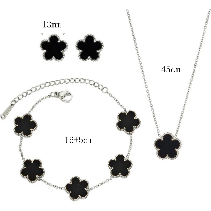 Clover Bracelet for Women Girls 14K Gold Silver Plated Stainless Steel Five Leaf Flower Dainty Lucky Link Bracelets Jewelry