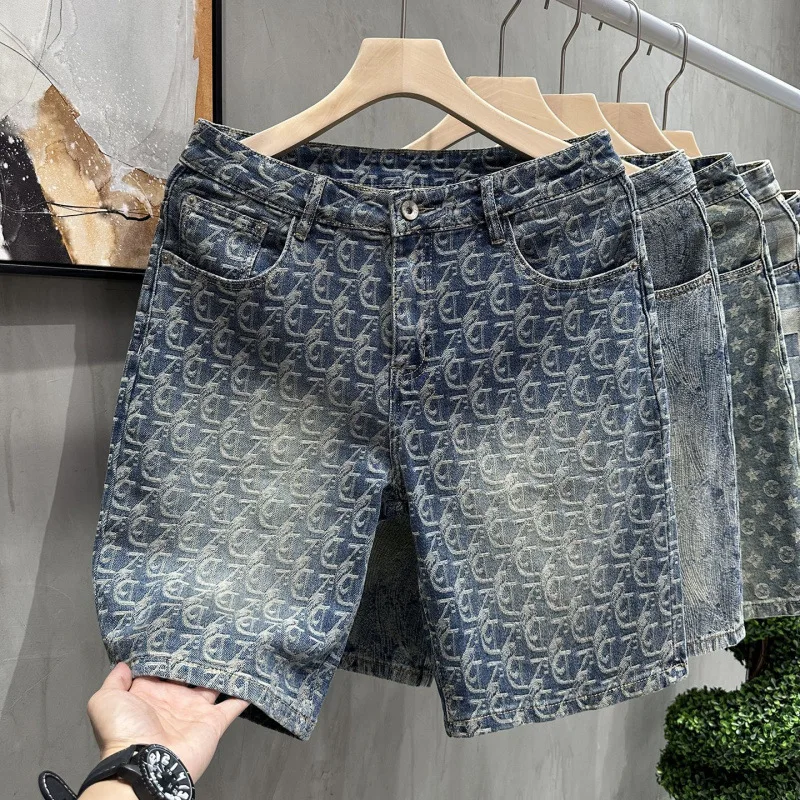 

Fashionable and Stylish Denim Shorts, Men's Trendy Brand American Thin Five Quarter Pants, 2025 Summer New Men's Half Length Pan