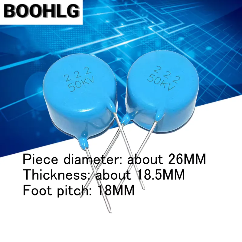 

1pcs New and original 50KV 2.2NF 40KV porcelain dielectric 222 2200pF high-voltage porcelain capacitor blue