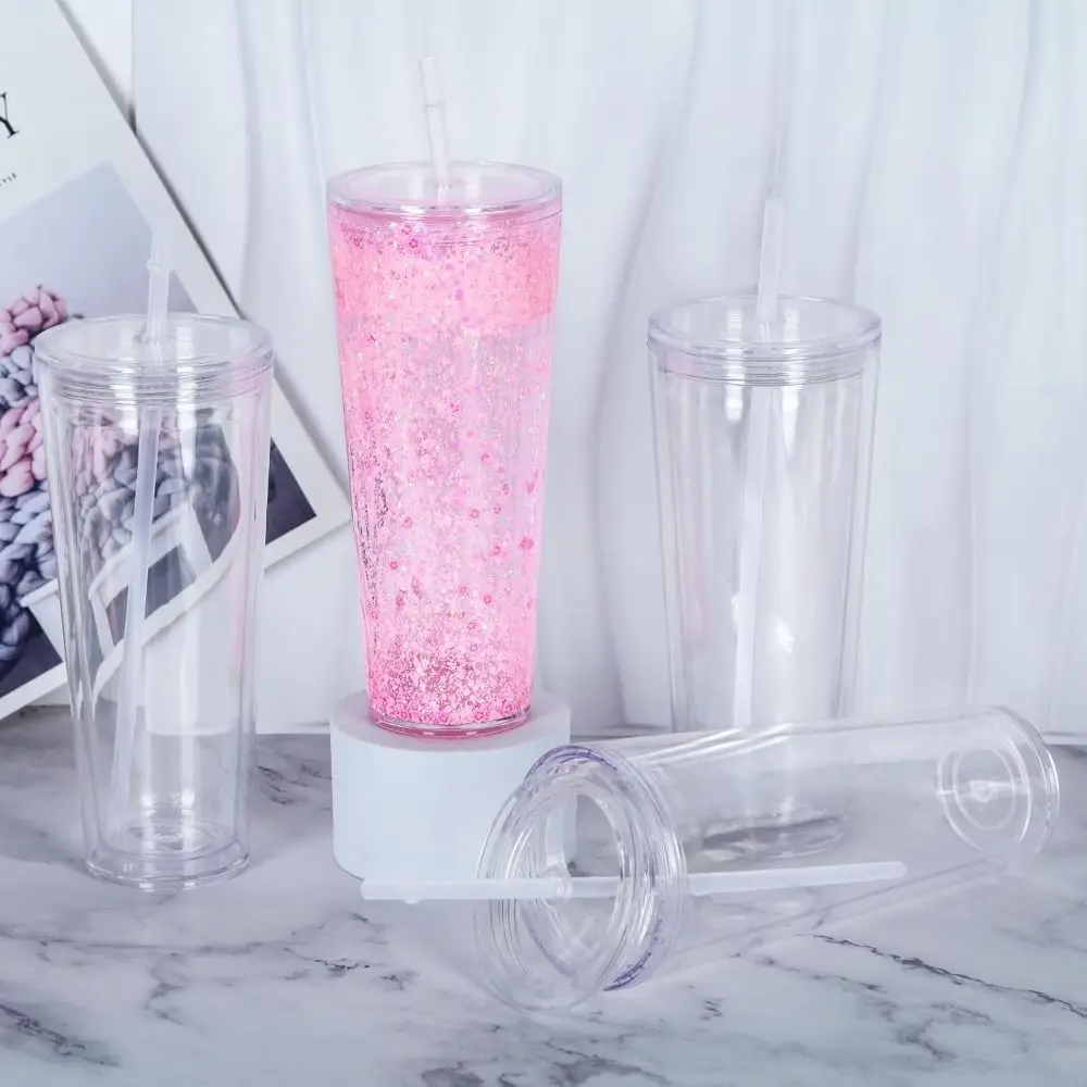 

НОВЫЙ стакан для снежного шара емкостью 24 унций, прозрачные пластиковые прозрачные чашки «сделай сам», предварительно просверленные отверстия, чашка для снежного шара, посуда для напитков