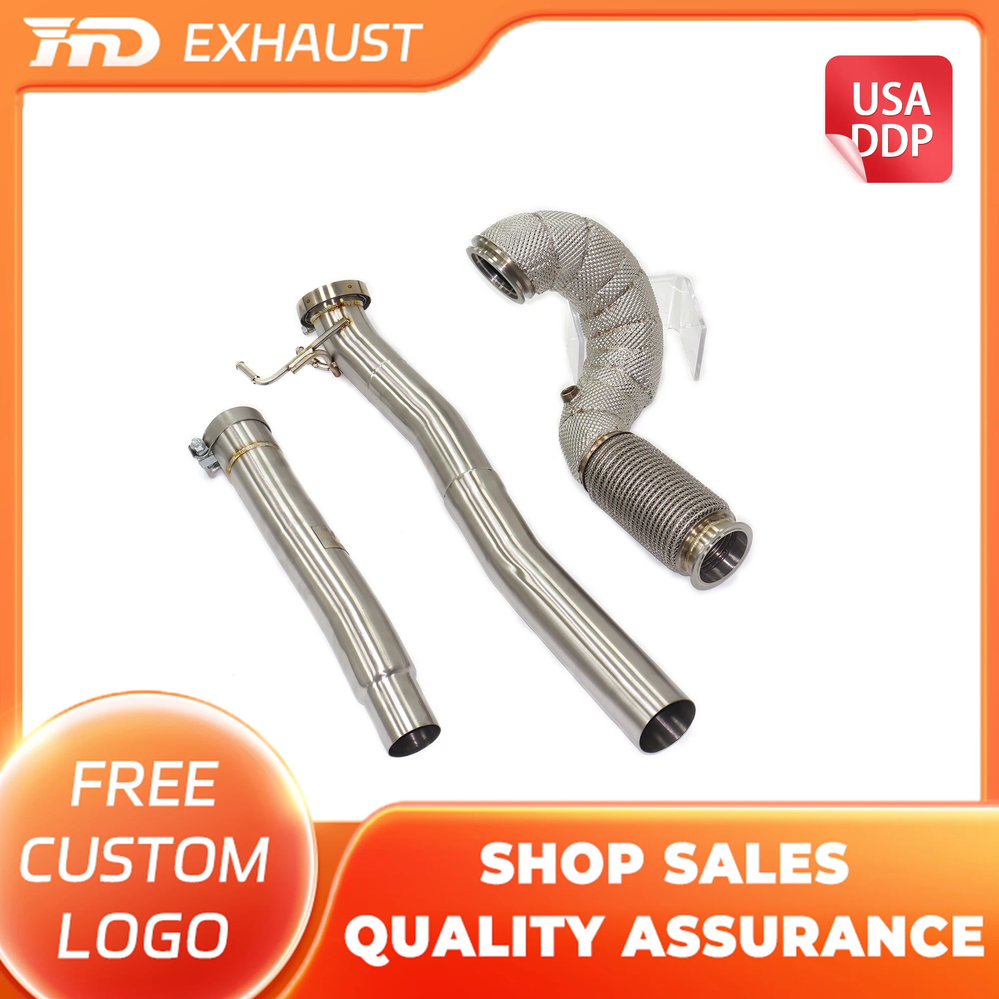 

HMD Hot sale Exhaust System High Flow Performance SUS304 Downpipe for Volkswagen Golf R MK7 2.0T With Catalytic Converter