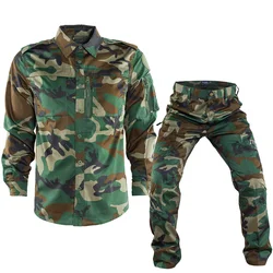 Mege Tactical Uniform Outdoor Men's Thin Training Set Stretchable Cotton Hunting Shirt and Cargo Pants