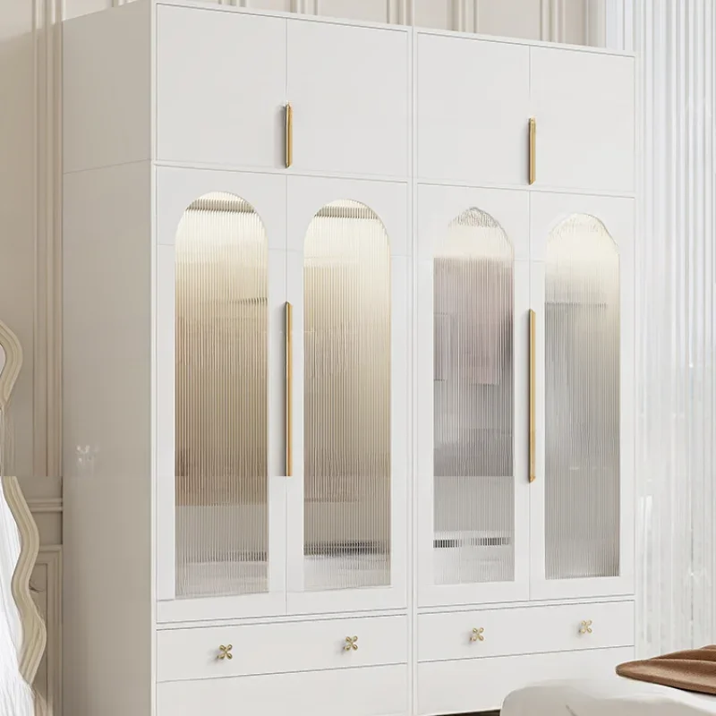 

Minimalist white combination wardrobe bedroom hanging wardrobe Changhong glass lamp locker