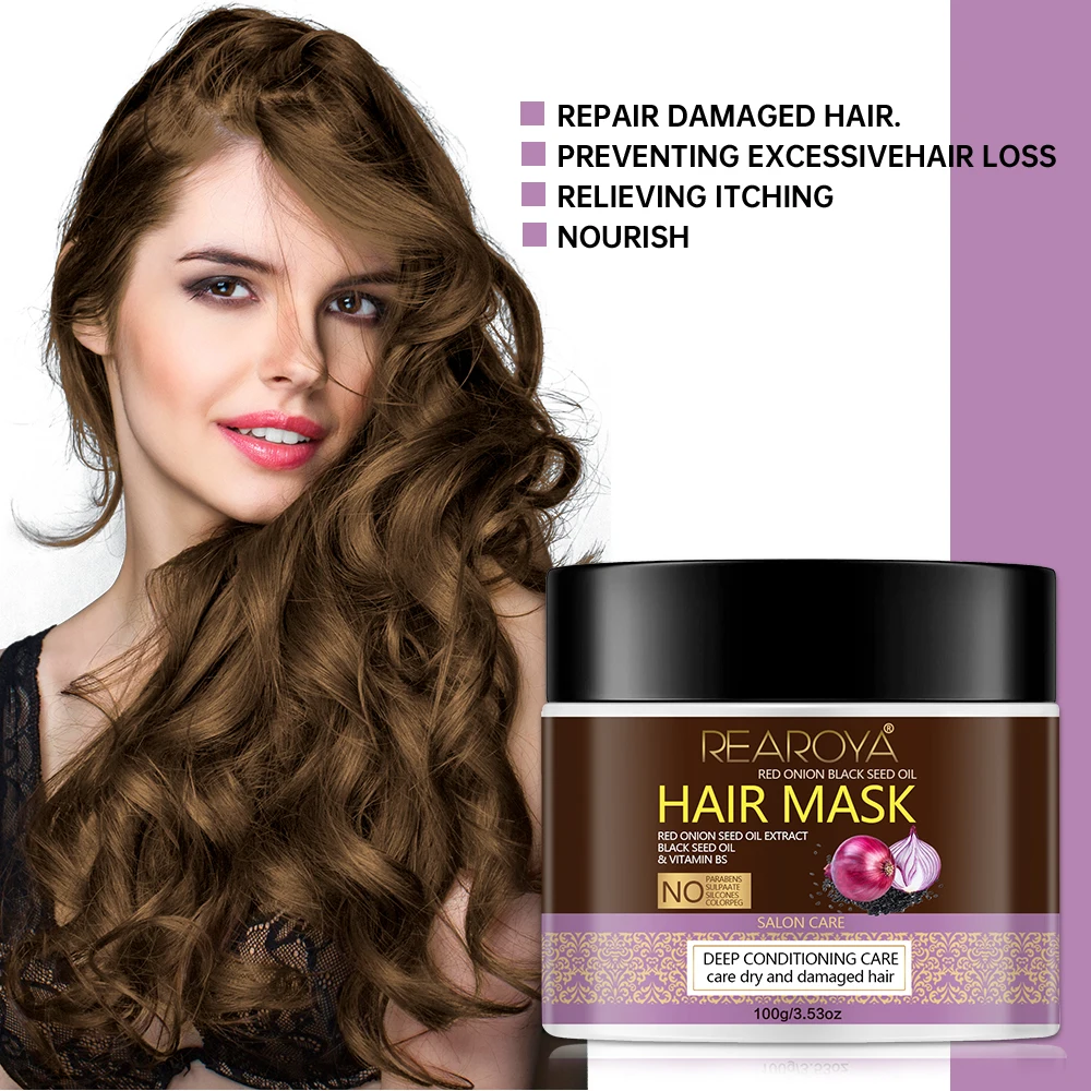 Red onion Hair Mask Daily care at home Hair mask for Women Nourishes the ends repairs damaged hair Prevent dryness 100g