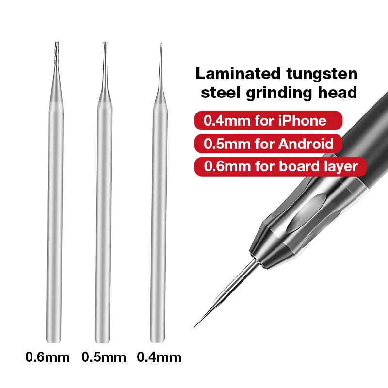 LUBAN Tungsten Steel Grinding Head 06mm Straight Light 05mm Spherical 04mm Spherical for Mobile Phone  Precision Repair Tools
