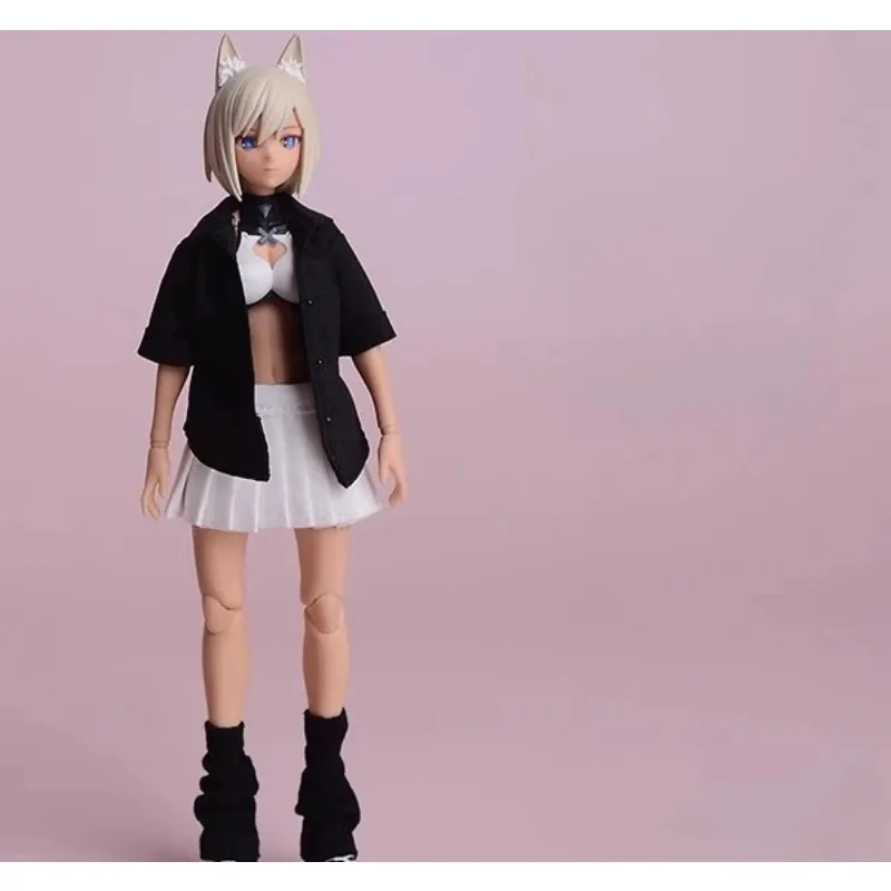 Weibliche Puppe Anzug Modell Mid Sleeve Shirt Strickjacke T-shirt Falten Rock Hosen Fit 6'' TBL Figma Soldat Körper im Maßstab 1:12