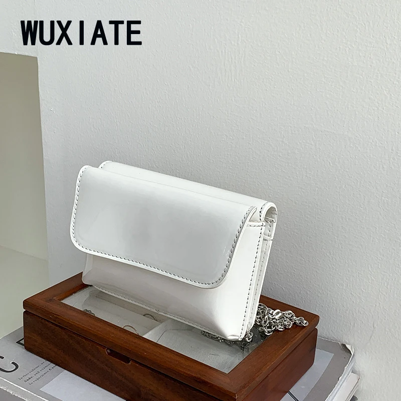 

WUXIATE Solid color patent leather small square bag 2024 new summer crossbody bag bag female shoulder bag