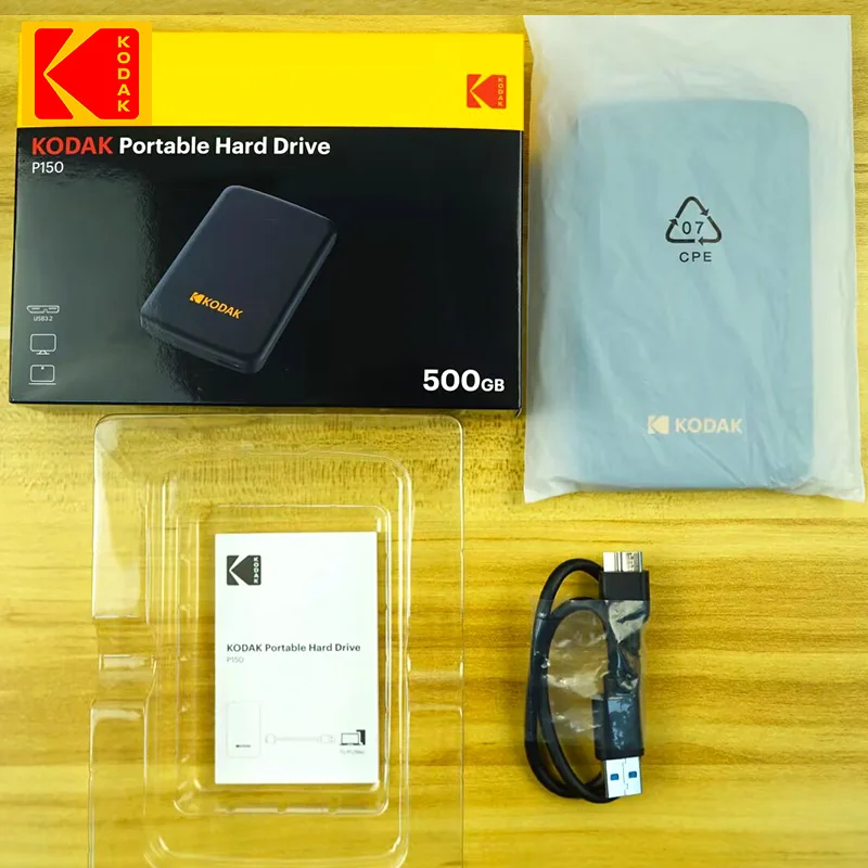 Kodak P150 2,5-дюймовый портативный внешний жесткий диск — высокоскоростное хранилище 1 ТБ/500 ГБ, чтение до 450 Мбит/с для ноутбука, настольного компьютера, PS4, PS5