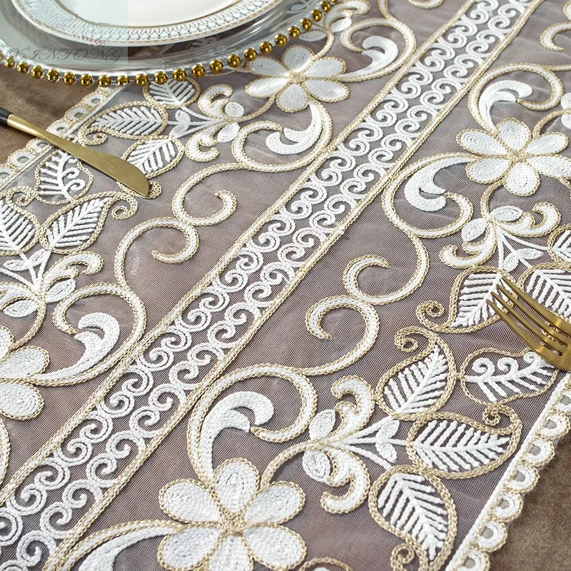 New Table Cloth Lace Cloth Art Golden Velvet High-end Light Luxury Rectangular Household Table Cloth Tea Table Table Flag Table