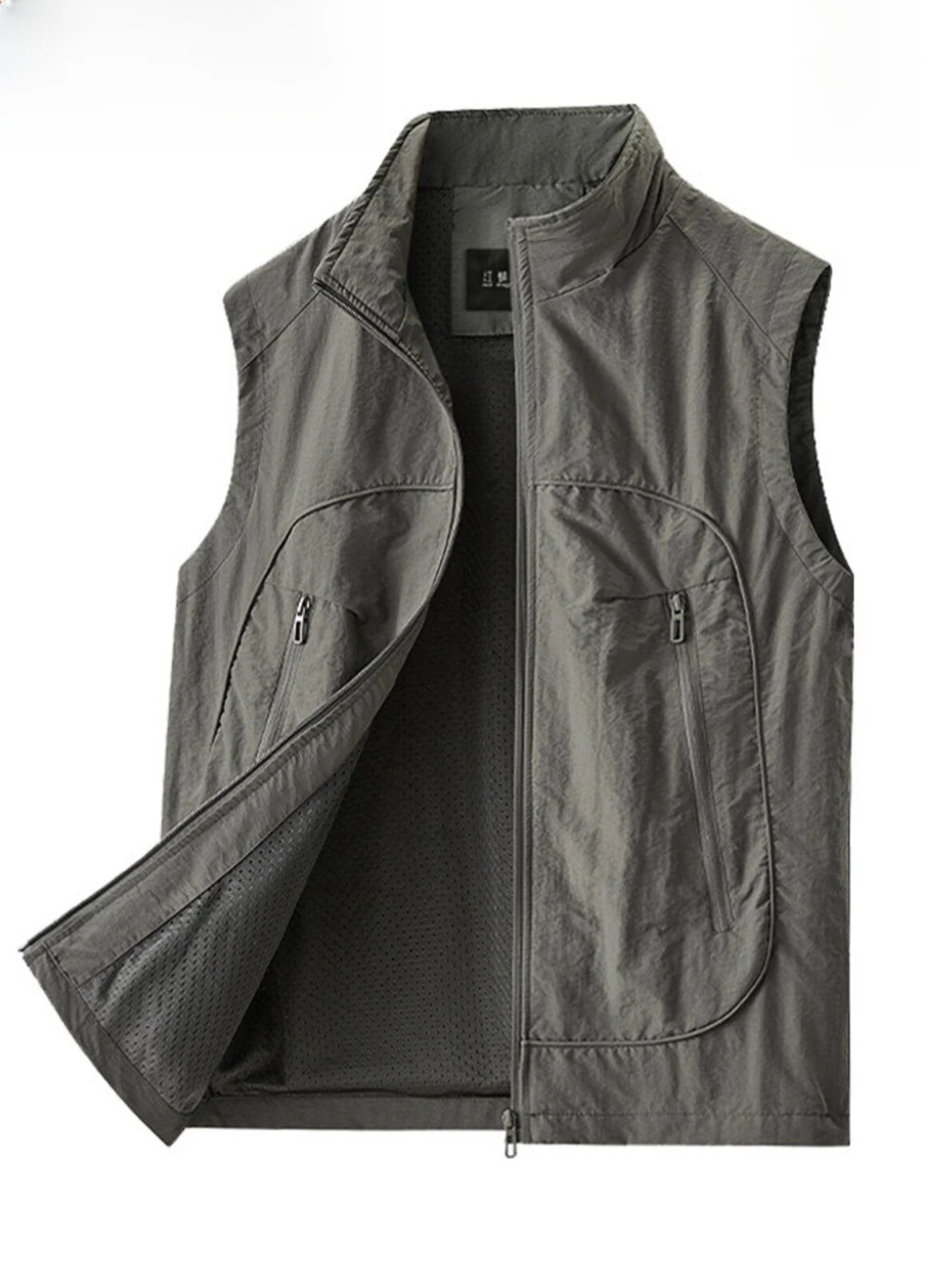 lightweight-casual-fishing-camera-men's-vest-summer-thin-model-dad's-clothes-polyester-fiber-bionic-leaf-waterproof-jacket