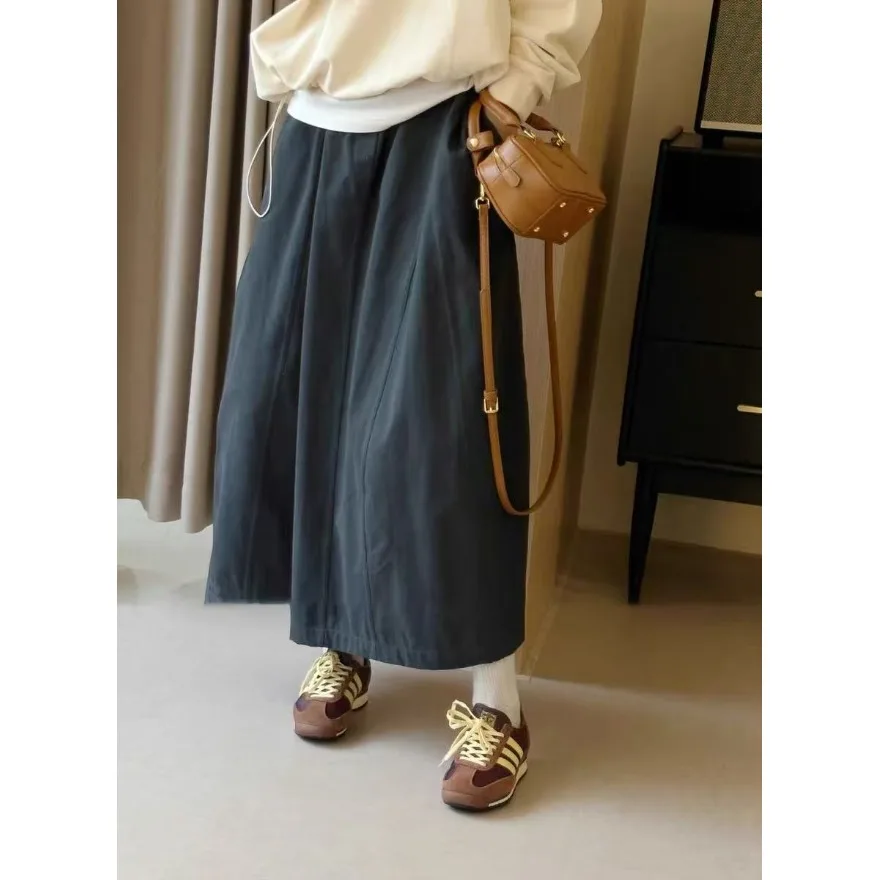 Retro Japanse Sle Werkkleding A-lijn Midi Rok Vrouwen Zomer Nieuwe Peer Body Aap Hip Die Hoge Taille Losse Rok