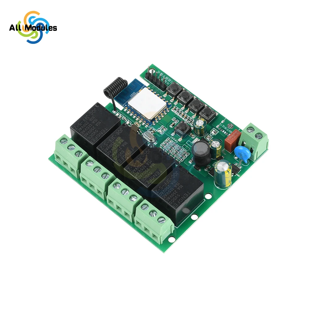 

AC 220V Three-Mode Smart 4-Way WiFi Remote Control Relay Switch Module 4 Channel Switch Module Wireless Control 433MHz