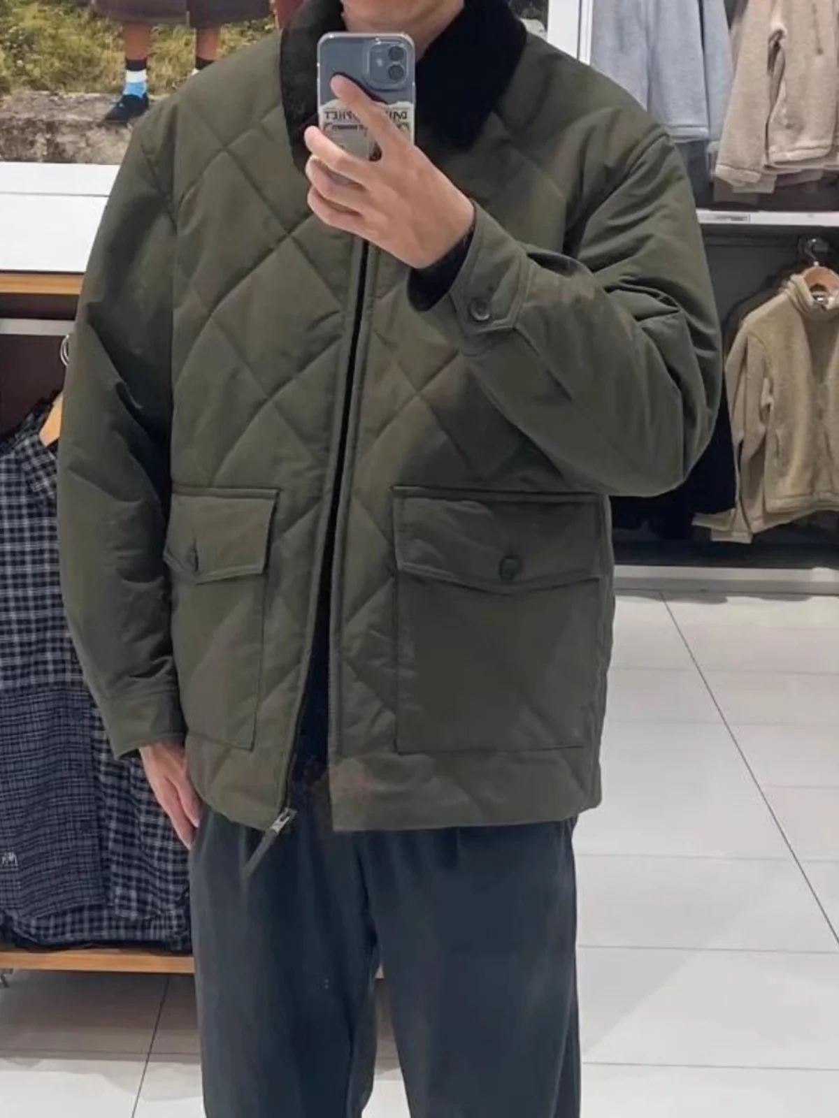 

New Winter Men's Jacket Quilted Cotton Coat Warmth Layered Fill Long Sleeve Collar Standard Fit Youth Regular Length