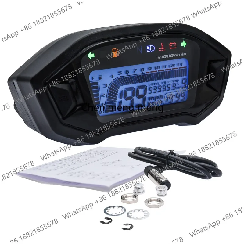 

Factory Hot Selling Universal Motorcycle LCD Digital 13000rpm Speedometer Motor Vehicle for 2-4 Cylinders 7 Colors With Bracket