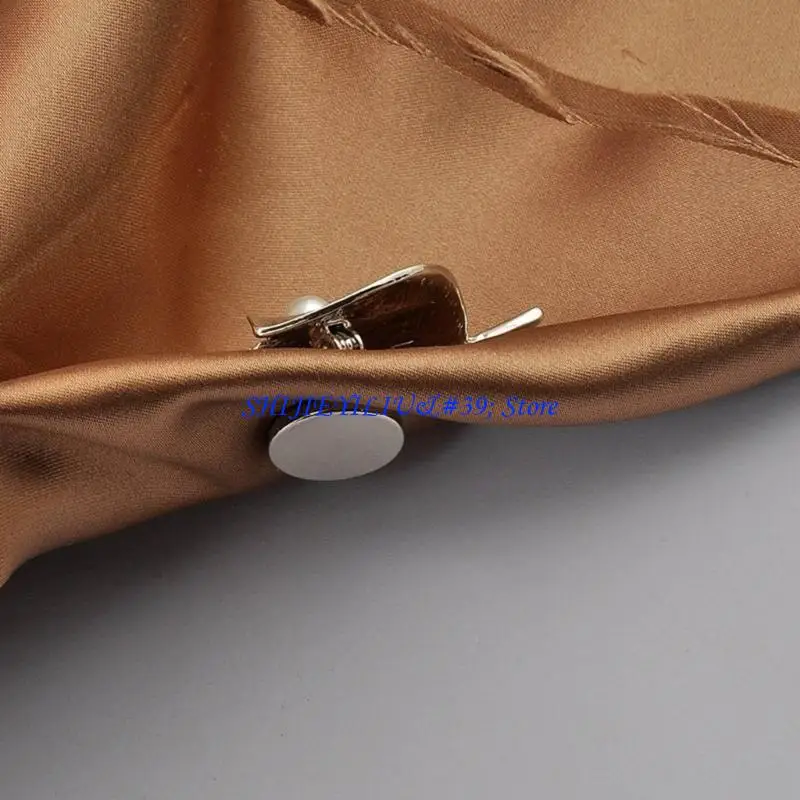 E21F 5Pcs Clothing Mini Brooch Adapter Metal Pin Brooch Converter Clothing Magnet Buckle for Scarf Clasp Name Label