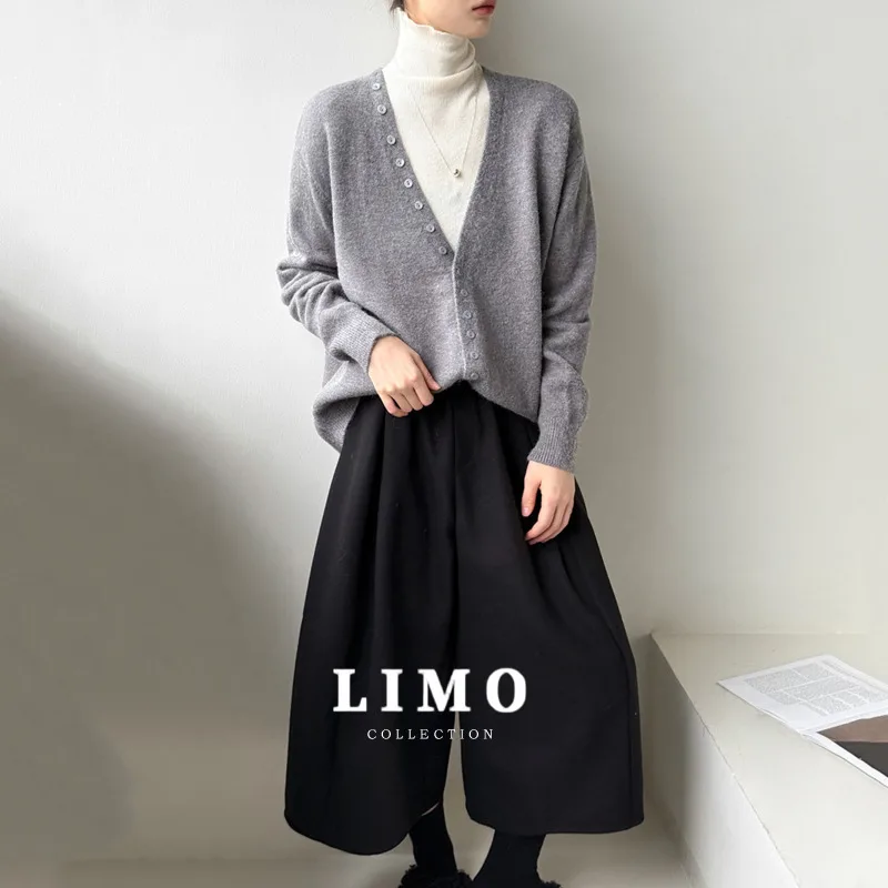

LIMO 2025 Acrylic Knit Cardigan Sweater Cozy Autumn Winter Casual Loungewear Elegant Daily Outerwear for Women