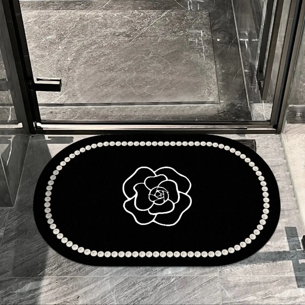 VIKAMA Bathroom Non Slip Quick Drying Floor Mat Entrance Bathroom Oval Waterproof Wear Resistant Carpet Ins Wind Home Decoration