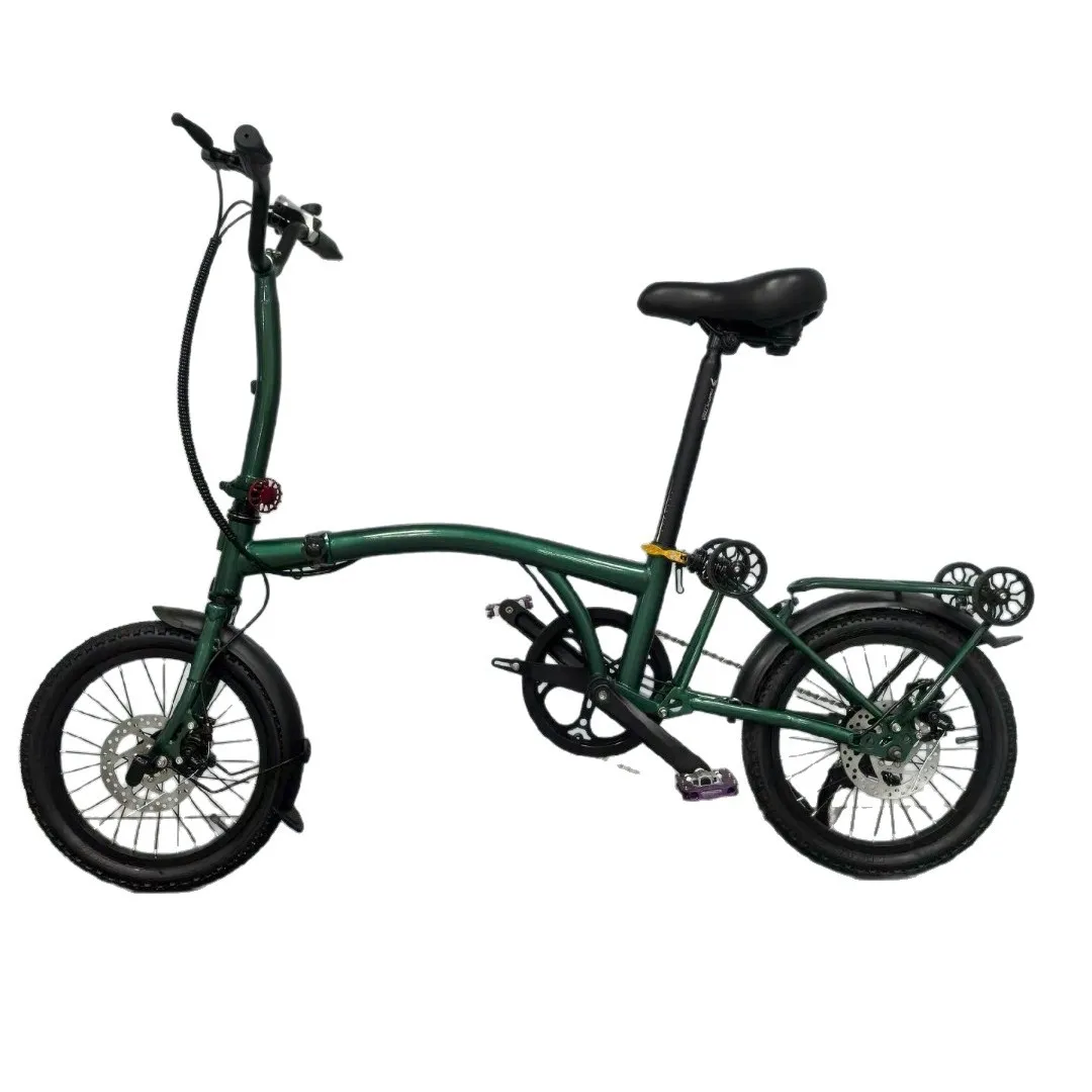 Hot Sale Folding Bike 16-inch Three-fold Lightweight Chromium-molybdenum Steel Dual Disc Brakes Internet-famous 7-speed