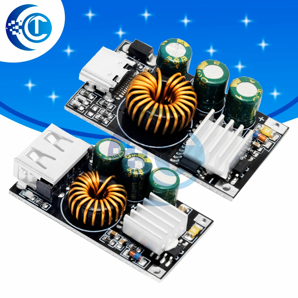 10-30V to 5V/9V iPhone Fast Charging Module - 24W QC3.0/PD Type-C Smart Protocol Detection Board