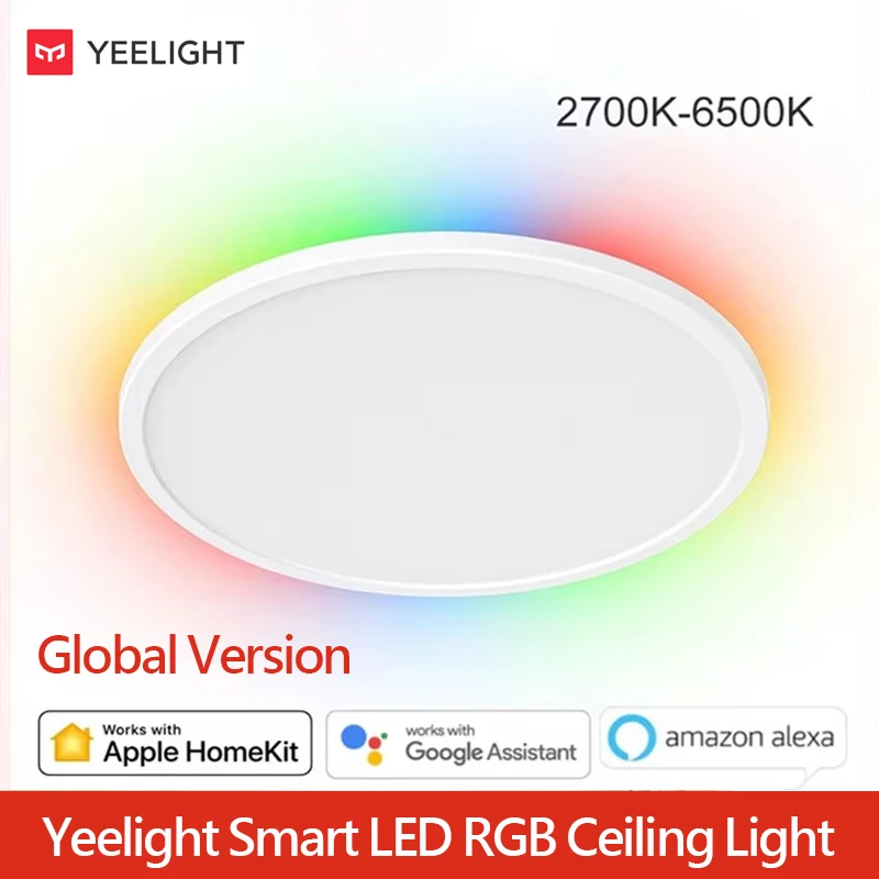 

Yeelight Smart Led RGB Потолочный светильник Wi-Fi 235c 300c с регулируемой яркостью 2700K-6500K Ультратонкое голосовое управление работает с приложением Homekit Mi home