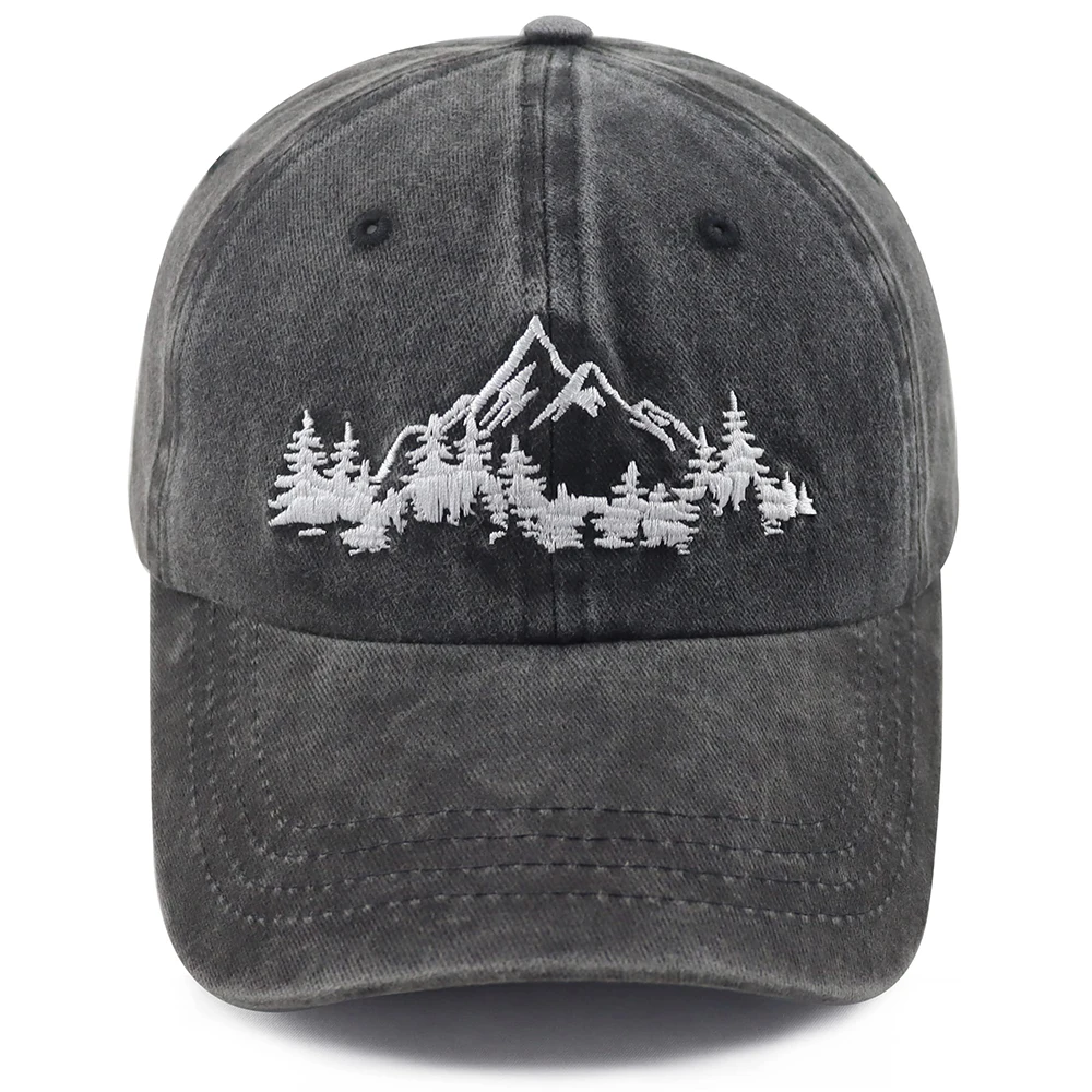 Mountain Trees Baseball Cap Forest Dad Hat For Men Women Cotton Embroidered Camping Hiking Explore Outdoor Hats