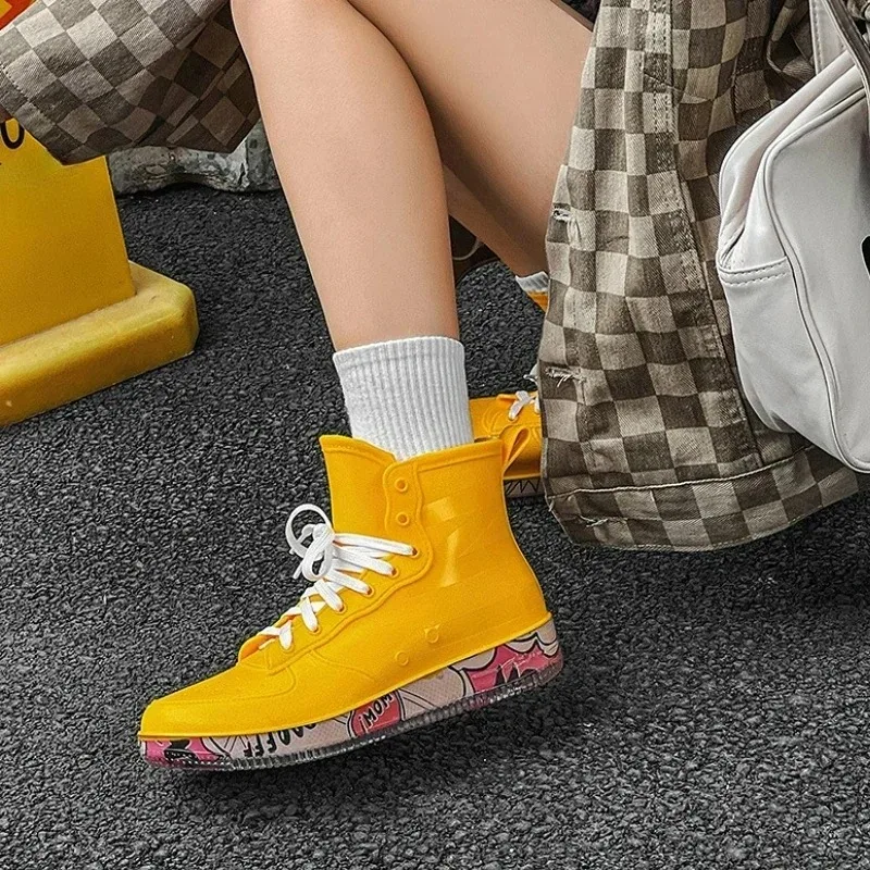 

New Lovers Rain Shoes Fashion Waterproof Casual Boots High Quality Designer Ankle Boots Comfort Non Slip Rubber Shoes Size 36-44