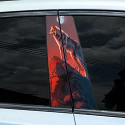 1PC Red Wolf Car Stickers Auto B Pillar Waterproof Vehicle Center Column Decoration Cover Scratches DIY Car Doors Pillar Decals
